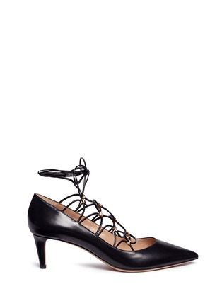 Main View - Click To Enlarge - VALENTINO GARAVANI - 'Rockstud' caged lace-up leather pumps