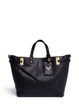 Main View - Click To Enlarge - VALENTINO GARAVANI - 'My Rockstud' double handle leather tote