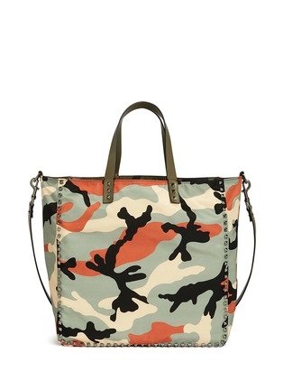 Detail View - Click To Enlarge - VALENTINO GARAVANI - 'Rockstud' camouflage print reversible tote bag