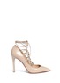 Main View - Click To Enlarge - VALENTINO GARAVANI - 'Rockstud' caged lace-up leather pumps