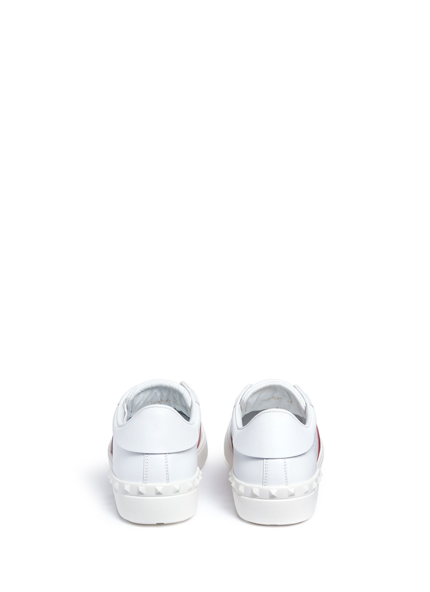 6 Stores In Stock: VALENTINO Leather Low-Top Sneaker With Patent Stripe ...