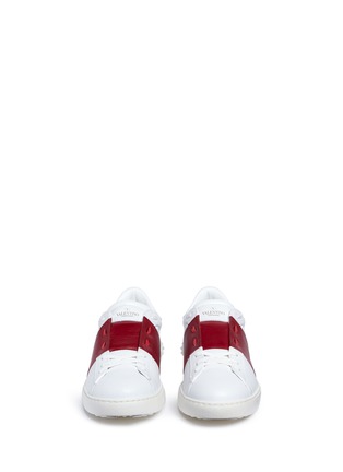 Front View - Click To Enlarge - VALENTINO GARAVANI - Colourblock leather stud sneakers