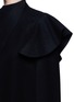Detail View - Click To Enlarge - VALENTINO GARAVANI - Quilted ruffle trim virgin wool cape jacket