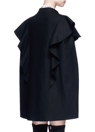 Back View - Click To Enlarge - VALENTINO GARAVANI - Quilted ruffle trim virgin wool cape jacket