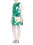 Figure View - Click To Enlarge - - - Jewelled banana leaf print brocade wicker pocket dress