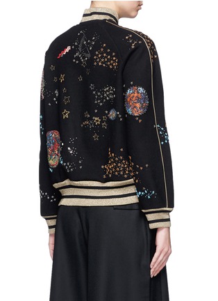 Back View - Click To Enlarge - VALENTINO GARAVANI - Cosmos embroidered wool bomber jacket