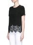 Front View - Click To Enlarge - EQUIPMENT - 'Riley' floral lace hem silk T-shirt