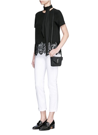 Figure View - Click To Enlarge - EQUIPMENT - 'Riley' floral lace hem silk T-shirt