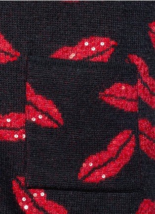 Detail View - Click To Enlarge - SAINT LAURENT - Sequin lip intarsia mohair blend knit cardigan
