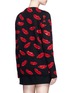 Back View - Click To Enlarge - SAINT LAURENT - Sequin lip intarsia mohair blend knit cardigan