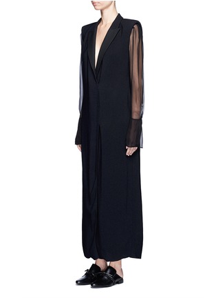 Front View - Click To Enlarge - LANVIN - Chiffon sleeve crepe suiting dress