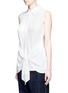 Front View - Click To Enlarge - THEORY - 'Zallane' tie front sleeveless silk shirt