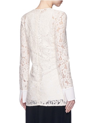 Back View - Click To Enlarge - LANVIN - Silk cuff floral guipure lace top