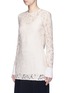 Front View - Click To Enlarge - LANVIN - Silk cuff floral guipure lace top