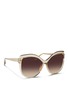 Figure View - Click To Enlarge - LINDA FARROW - Oversize square cat eye acetate sunglasses