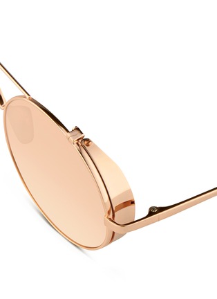 Detail View - Click To Enlarge - LINDA FARROW - Titanium blinker round mirror sunglasses