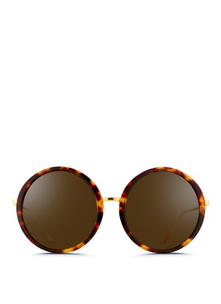 Main View - Click To Enlarge - LINDA FARROW - Tortoiseshell acetate oversize round titanium sunglasses
