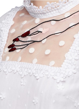 Detail View - Click To Enlarge - GIAMBA - Hand embroidery floral guipure lace dress