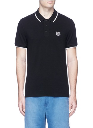 Main View - Click To Enlarge - KENZO - Tiger patch stripe polo shirt