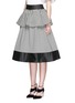Front View - Click To Enlarge - ISA ARFEN - Gingham peplum stripe midi skirt