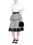 Figure View - Click To Enlarge - ISA ARFEN - Gingham peplum stripe midi skirt