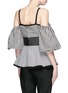 Back View - Click To Enlarge - ISA ARFEN - Mixed gingham check off-shoulder peplum top