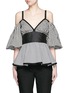Main View - Click To Enlarge - ISA ARFEN - Mixed gingham check off-shoulder peplum top