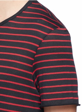 Detail View - Click To Enlarge - AMIRI - Stripe distressed cotton-cashmere T-shirt