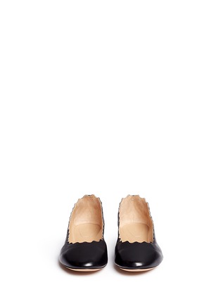 Front View - Click To Enlarge - CHLOÉ - 'Lauren' scalloped edge leather flats