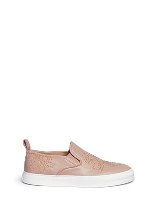 Main View - Click To Enlarge - CHLOÉ - Floral stud leather skate slip-ons