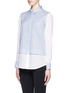 Front View - Click To Enlarge - VINCE - Silk combo stripe cotton poplin shirt
