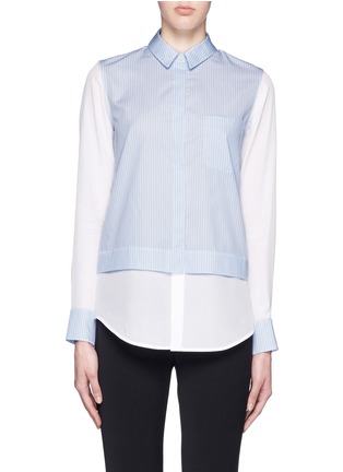 Main View - Click To Enlarge - VINCE - Silk combo stripe cotton poplin shirt
