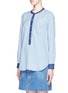 Front View - Click To Enlarge - VINCE - Colourblock chambray shirt