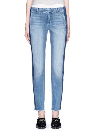 Detail View - Click To Enlarge - VINCE - Contrast side strapping cotton jeans