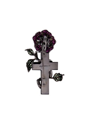 Figure View - Click To Enlarge - LYDIA COURTEILLE - 'Cross and Rose' diamond ruby 18k white gold brooch