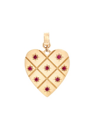 Main View - Click To Enlarge - LOQUET LONDON - 'Heart' ruby 14k yellow gold bracelet charm – Small