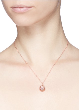 Detail View - Click To Enlarge - LOQUET LONDON - 14k rose gold rock crystal round locket - Small 12mm