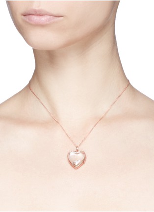 Detail View - Click To Enlarge - LOQUET LONDON - 14k rose gold rock crystal heart locket - Large 22mm