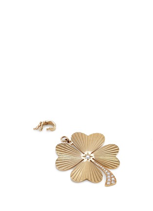 Detail View - Click To Enlarge - LOQUET LONDON - 'Four Leaf Clover' diamond 14k yellow gold bracelet charm – Large