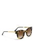 Figure View - Click To Enlarge - THIERRY LASRY - 'Draggy' metal temple tortoiseshell acetate sunglasses