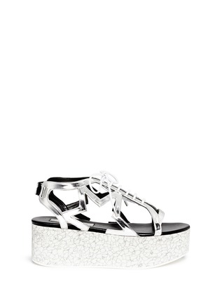 Main View - Click To Enlarge - STELLA MCCARTNEY - 'Lucy' cracked effect platform metallic sandals