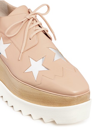 Detail View - Click To Enlarge - STELLA MCCARTNEY - 'Elyse' star perforation wood platform Derbies