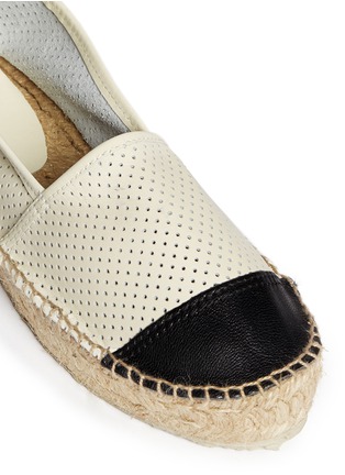 Detail View - Click To Enlarge - PEDDER RED - Contrast toe perforated leather espadrilles