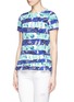 Front View - Click To Enlarge - KENZO - Stripe flower print stretch crepe top
