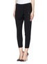 Front View - Click To Enlarge - VINCE - Leather trim crossover tailored pants