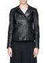 Detail View - Click To Enlarge - VINCE - Detachable hood lamb leather biker jacket