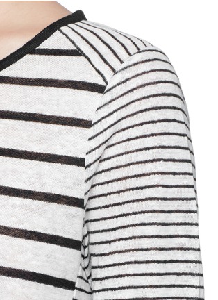 Detail View - Click To Enlarge - VINCE - Variegated stripe linen long sleeve sweater