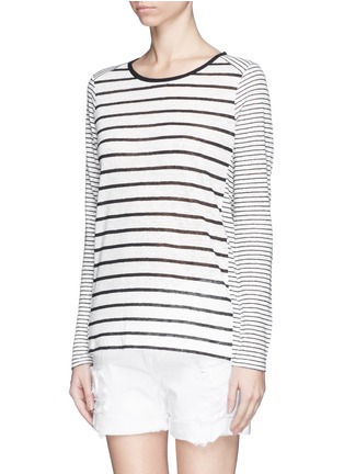 Front View - Click To Enlarge - VINCE - Variegated stripe linen long sleeve sweater