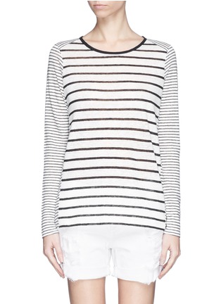 Main View - Click To Enlarge - VINCE - Variegated stripe linen long sleeve sweater