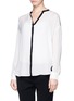 Front View - Click To Enlarge - VINCE - Contrast trim silk blouse